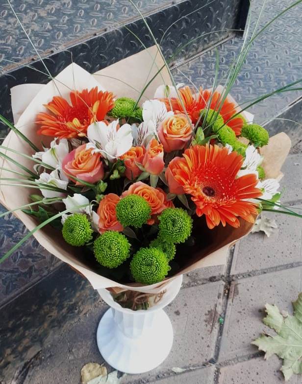Букет цветов из: Герберы, Хризантемы, Альстромерии и Розы в Шеметово Сергиево-Посадского района