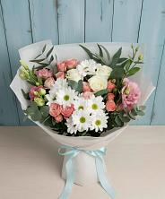 Букет цветов из:  Розы, Лизиантусы и Хризантемы в Шеметово Сергиево-Посадского района