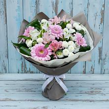 Букет цветов из:  Герберы, Альстромерии и Хризантемы в Шеметово Сергиево-Посадского района