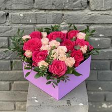 Цветочная композиция из Розы в коробке в Шеметово Сергиево-Посадского района