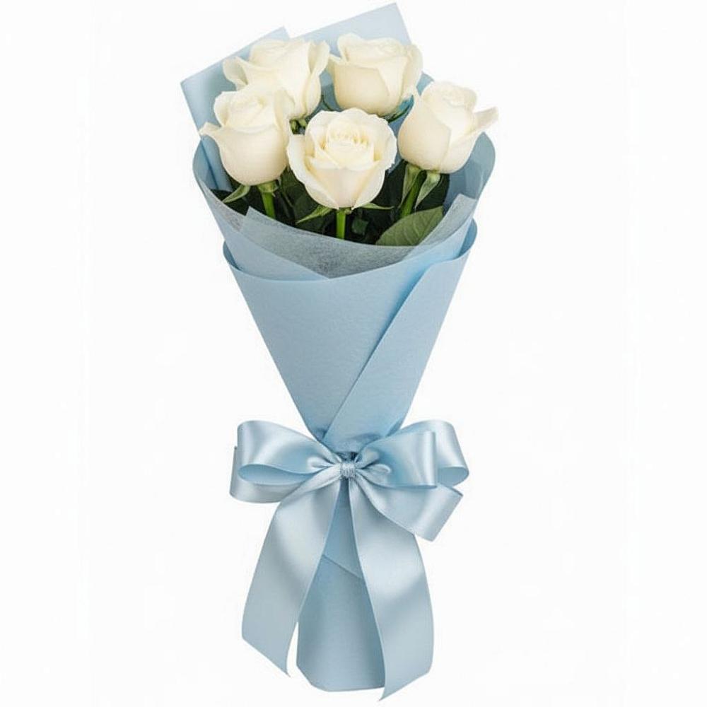 Букет 5 Белых роз Проуд в Шеметово Сергиево-Посадского района