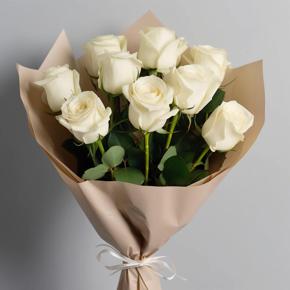Букет 9 Белых роз Эдлесс Лав в Шеметово Сергиево-Посадского района