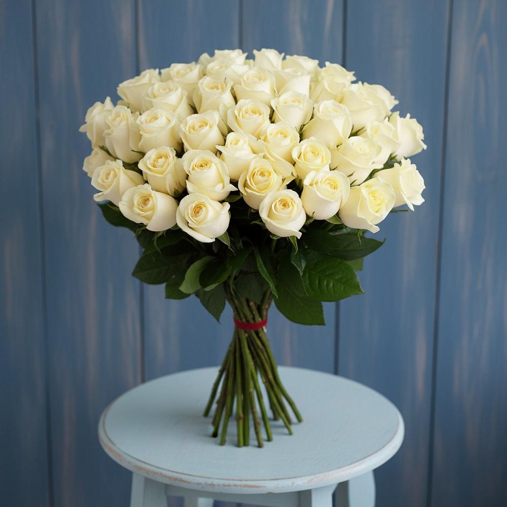 Букет 51 Белая роза Эдлесс Лав в Шеметово Сергиево-Посадского района