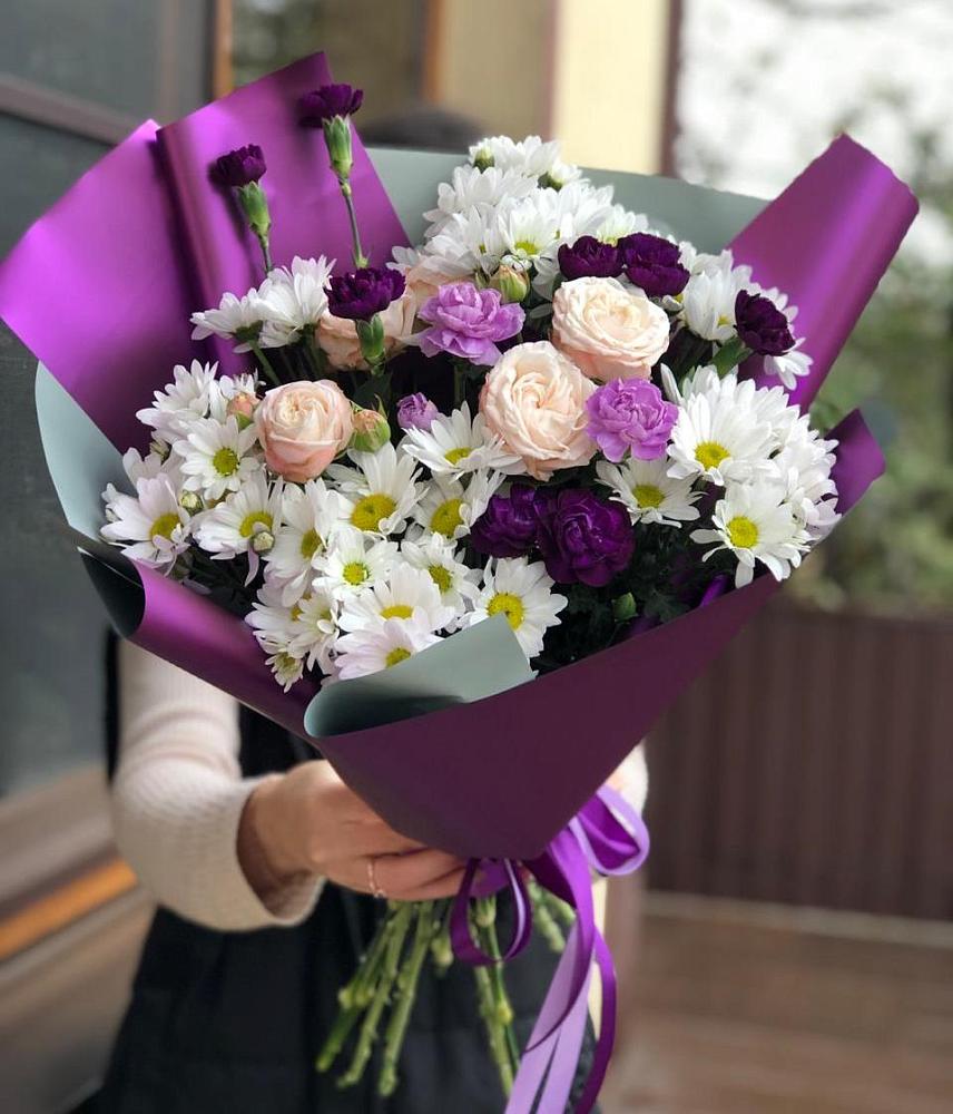 Букет цветов из: Хризантемы, Гвоздики и Розы в Шеметово Сергиево-Посадского района