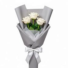 Букет 3 белые розы в Шеметово Сергиево-Посадского района