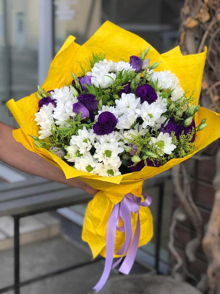 Букет цветов из: Ирисы, Хризантемы и Ромашки в Шеметово Сергиево-Посадского района