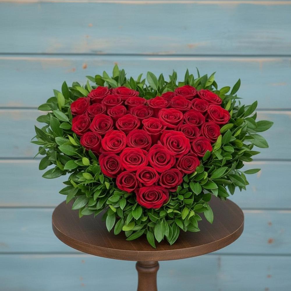 Цветочная композиция из Розы в виде сердца в Шеметово Сергиево-Посадского района