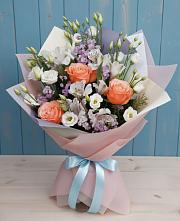 Букет цветов из:  Лизиантусы, Розы, Альстромерии и Гипсофила #REPLACE_PRED# Шеметово Сергиево-Посадского района