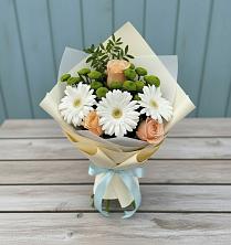 Букет цветов из:  Герберы, Розы и Хризантемы в Шеметово Сергиево-Посадского района
