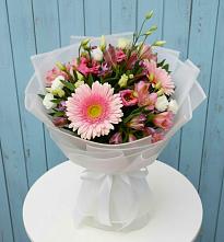 Букет цветов из:  Герберы, Альстромерии и Лизиантусы в Шеметово Сергиево-Посадского района